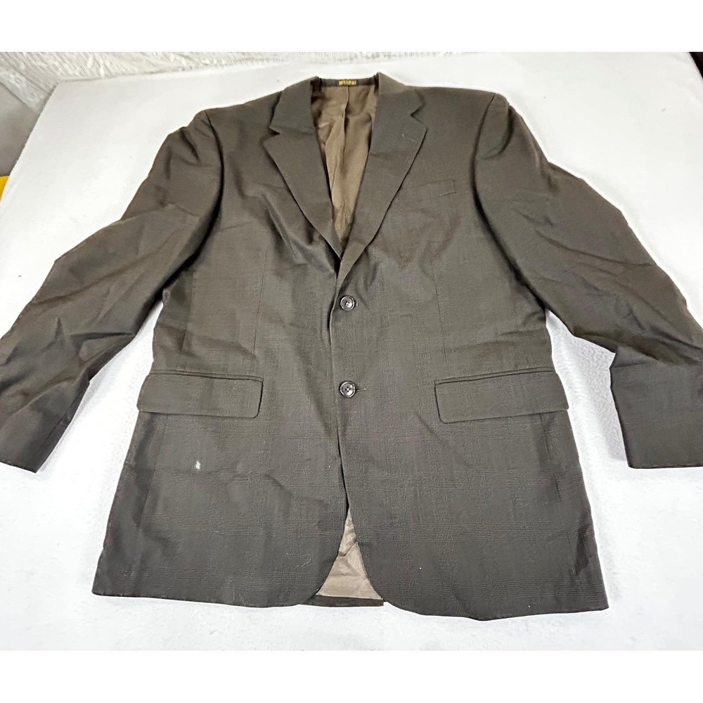 Mens  Blazer 42R Brown Plaid Two Button Sport Coat Dark Academia Vintage